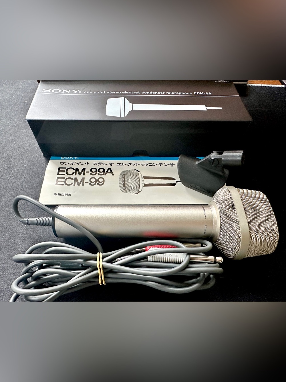 Vintage 1970s Sony ECM-99A Stereo Microphone 600 Ohm & Case NEW Old Stock Japan